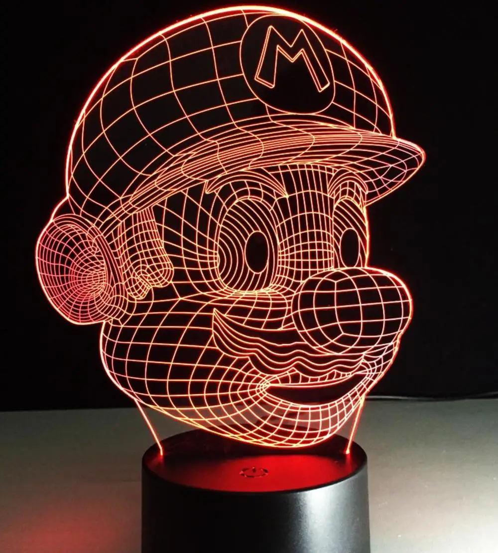 Mario 2 Оригинальные светильники Super Mario Bro настольные лампы сенсорный Сенсор 3D Светодиодный лампа Ночной светильник для создания уютной атмосферы Декор Светильник для детей Спальня - Испускаемый цвет: Mario 2