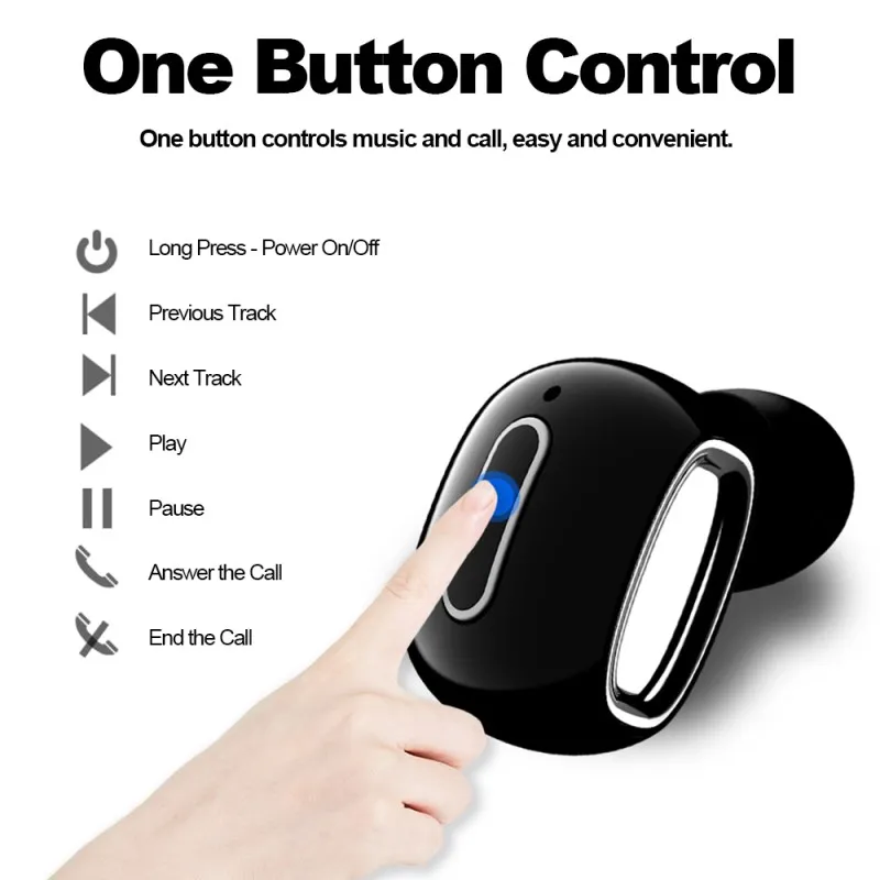 Миниатюрные беспроводные Bluetooth наушники стерео спортивные вкладыши гарнитура с