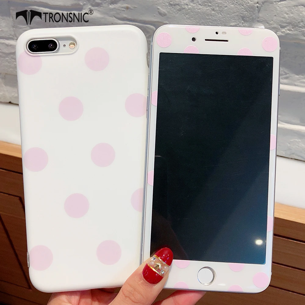 Tronsnic чехол для телефона в горошек iPhone X Мягкая розовая черная белая пленка из