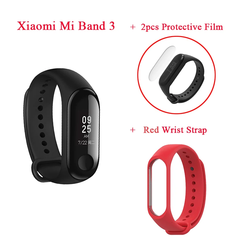 Add Red Bracelet Глобальная версия Xiaomi mi Band 3 Смарт водонепроницаемый 5ATM mi band 3 Android IOS фитнес-трекер браслеты OLED шагомер наручные - Цвет: Add Red Bracelet