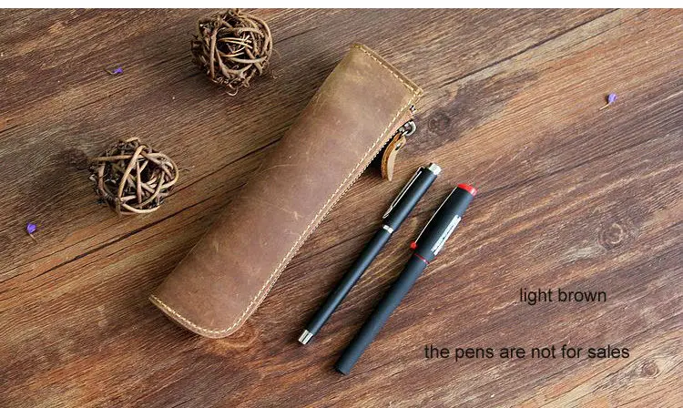 Многофункциональная винтажная сумка для ручек из натуральной воловьей кожи