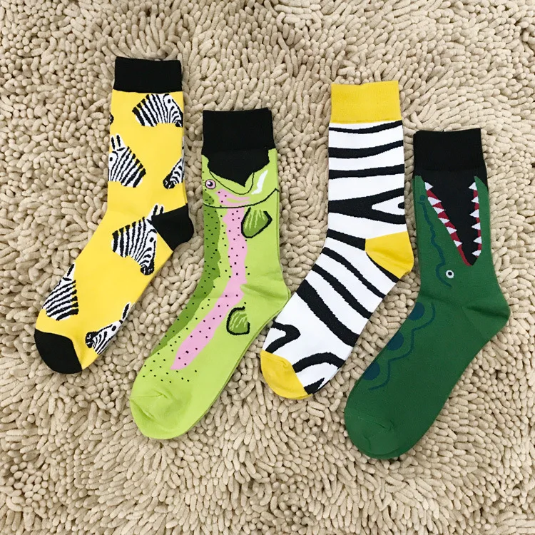 

Combed cotton Colorful animal socks men women british style cool casual Dress Funny party dress crew Socks 1pair=2pcs ms08