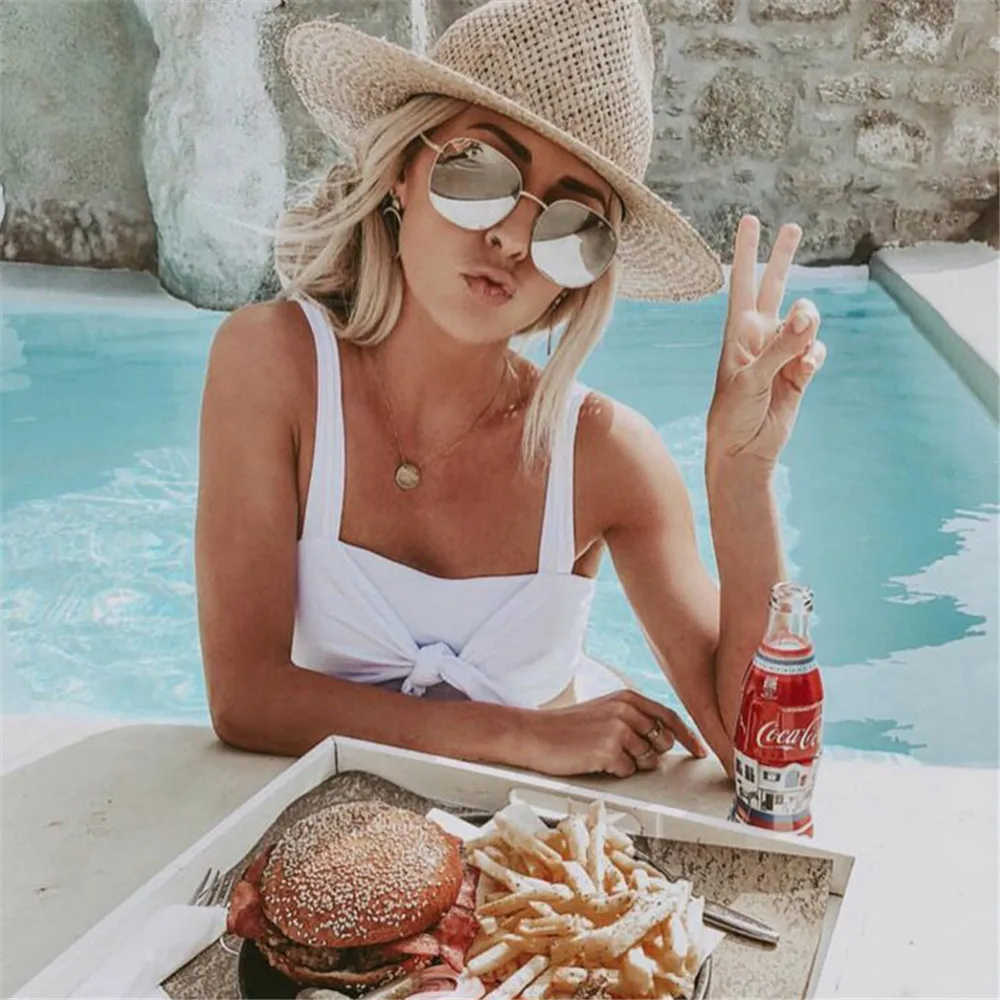 New front bandage bow bikini set 2019 girls swimming suit sexy high waist women's swimwear push up bikinis beach wear |