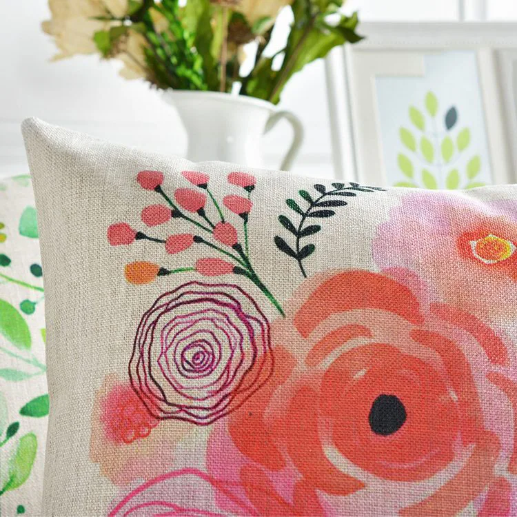 Декоративные Чехлы хлопковый льняной цветочный сад зеленые листья наволочка для