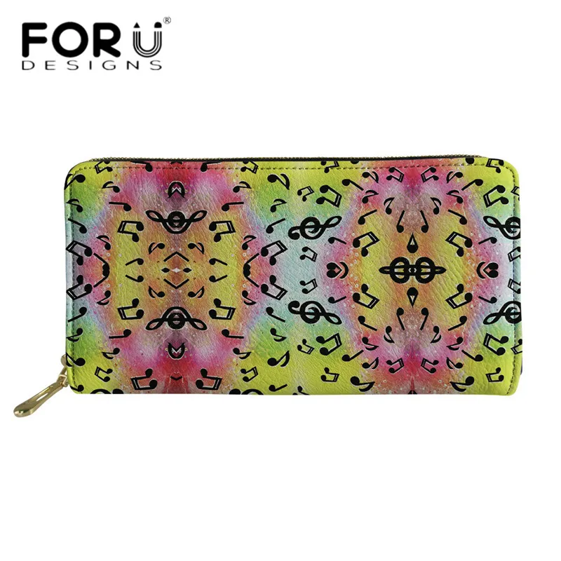 FORUDESIGNS/женский клатч, новинка, кошелек, цветной принт с музыкальными нотами, длинные кожаные кошельки, Женский кошелек на молнии, дорожная сумка для денег - Цвет: HX1016Z21