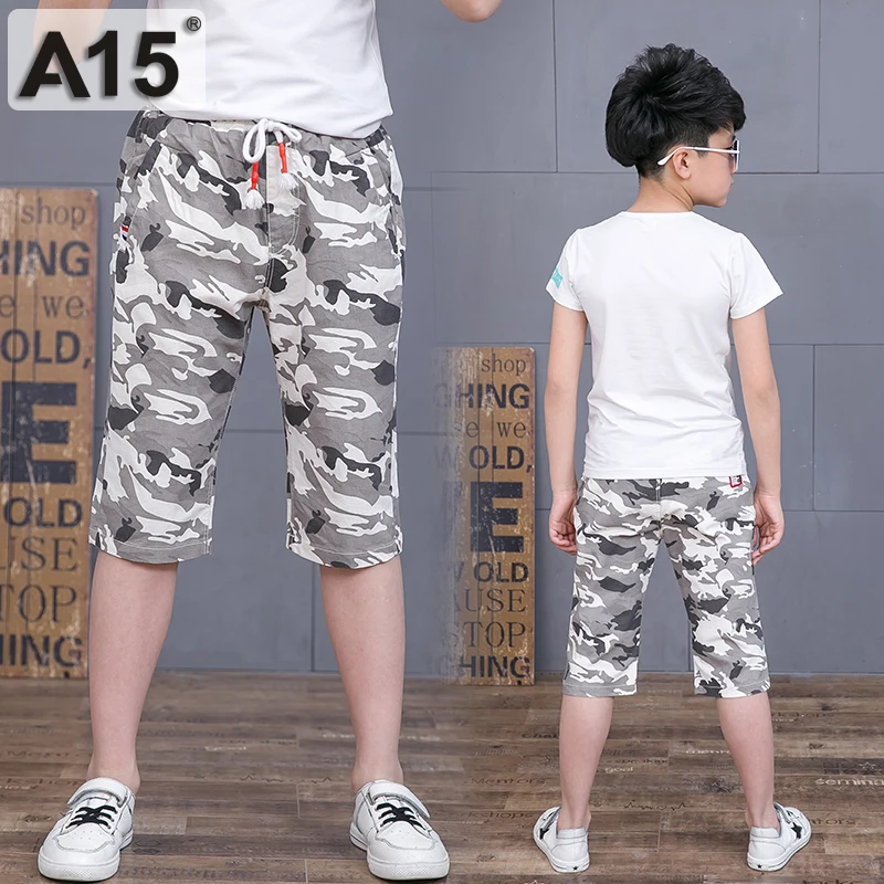 Штаны для больших мальчиков 2017 Летние повседневные короткие штаны одежда