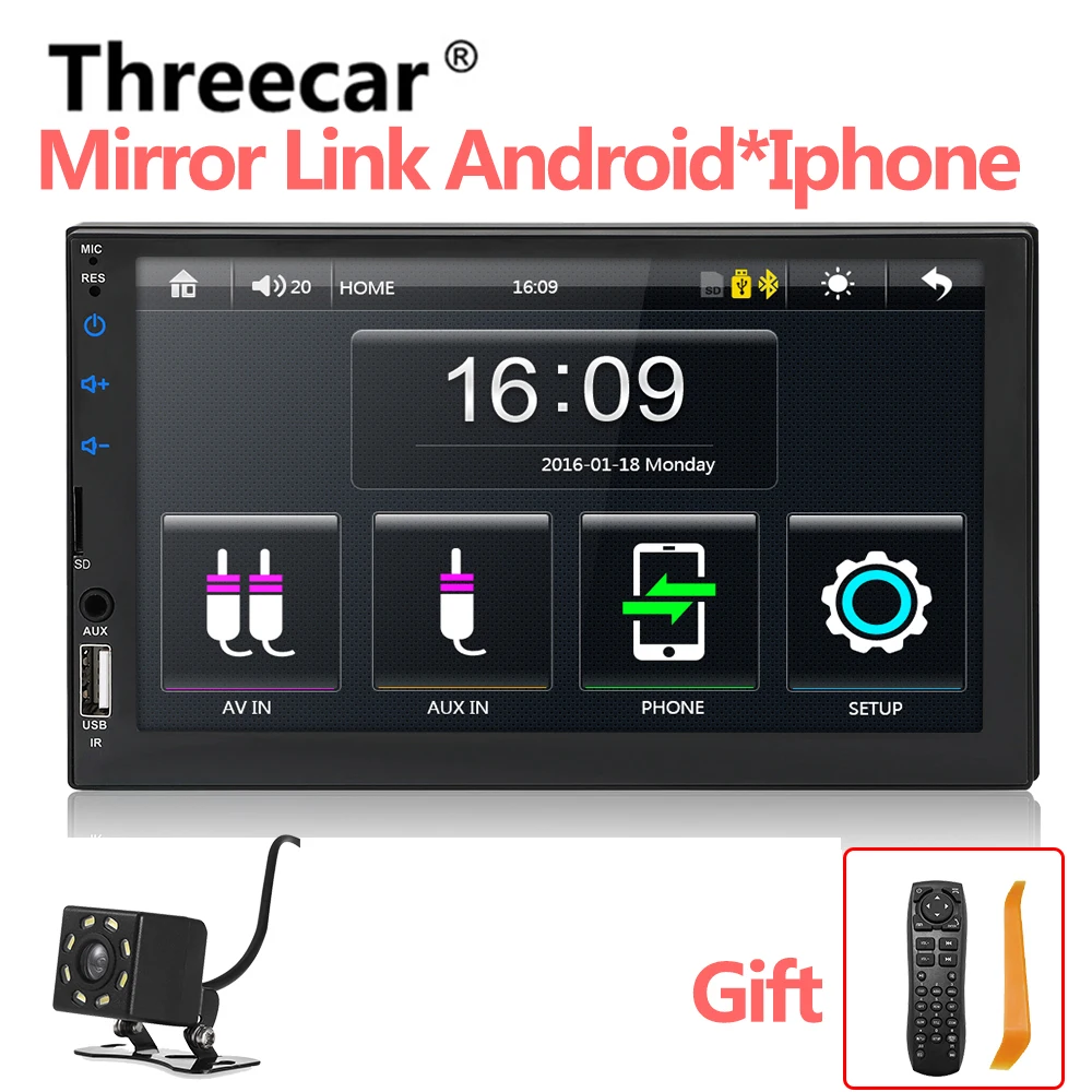 with camera Автомагнитола 7049D HD " сенсорный экран стерео 2 Din Bluetooth FM SD USB Aux вход Зеркало Ссылка Android Mp5 плеер - Цвет: with camera