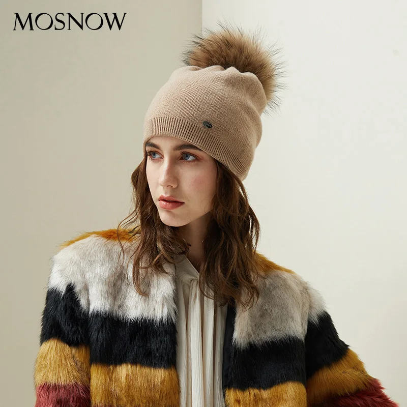 Женские вязаные шерстяные Лыжные шапки лыжная шапка кэжуал с помпоном из