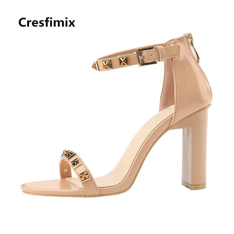 Cresfimix sandalias de mujer Женские модные удобные босоножки на высоком каблуке 9 см с