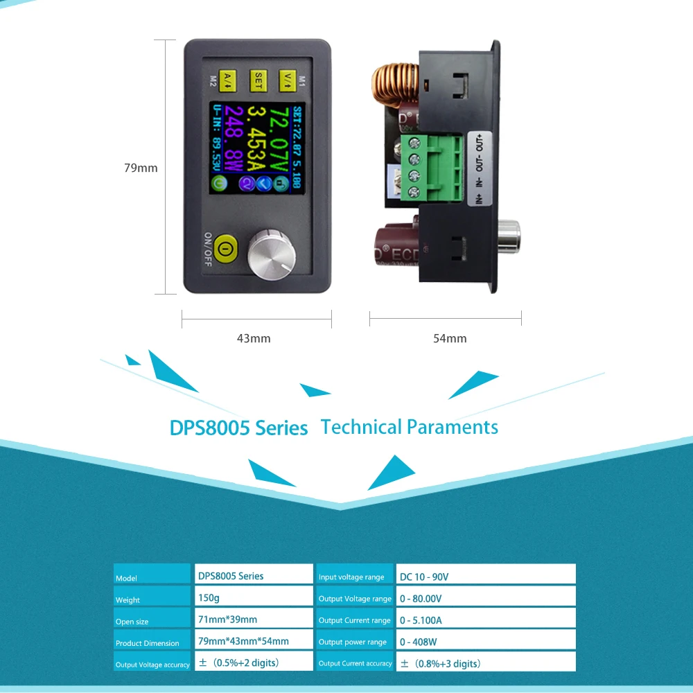 Цифровой программируемый понижающий модуль питания RD DPS8005-USB-BT LCD постоянного