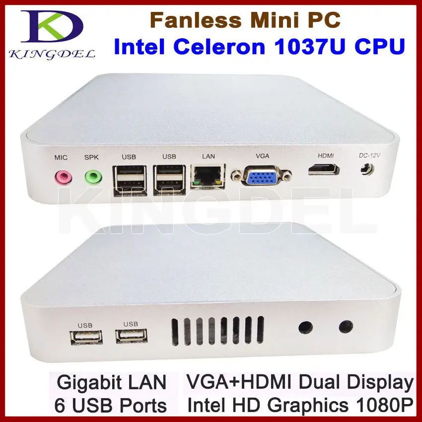 Новый Безвентиляторный Barebone неттоп компьютер мини настольный ПК Intel Celeron