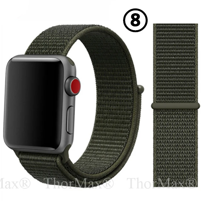 8-Cargo Kahki Нейлоновый спортивный сменный ремешок для Apple Watch 5/4 40 мм 44 мм Полосатый Мягкий дышащий ремешок для iwatch серии 5 4 3 38 мм 42 мм - Цвет ремешка: 8-Cargo Kahki