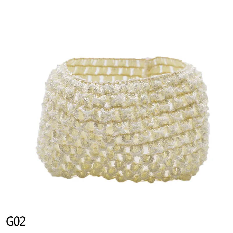 G02 1 шт., 14,5 см* 7 см, цветная шелковая повязка на голову для девочек, эластичное вязаное крючком повязка для волос, теплая повязка на голову, головной убор, Детские аксессуары для волос - Цвет: G02