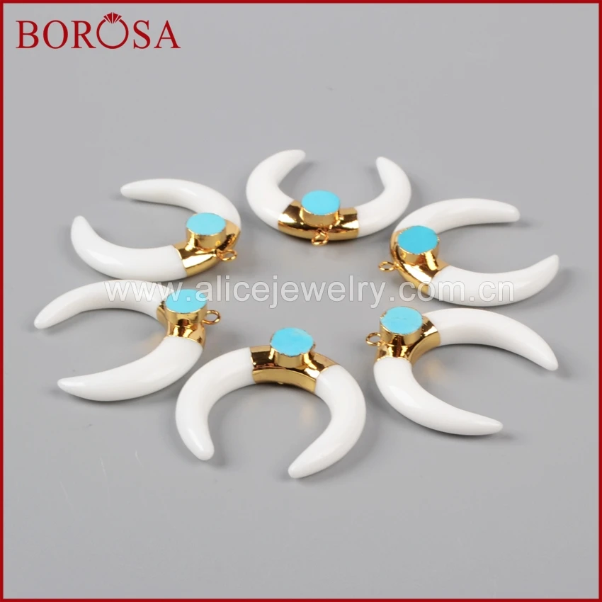 BOROSA оптовая продажа цена золотой цвет белый кристалл полумесяц двойная подвеска