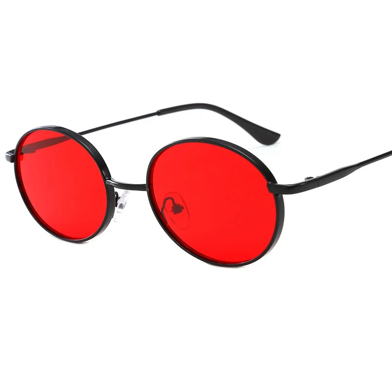 

2019 New European style Tinted Color Lens Round Sunglasses Men Women Retro Metal Frame Eye Vintage Tiny Female Punk Sun Glasses