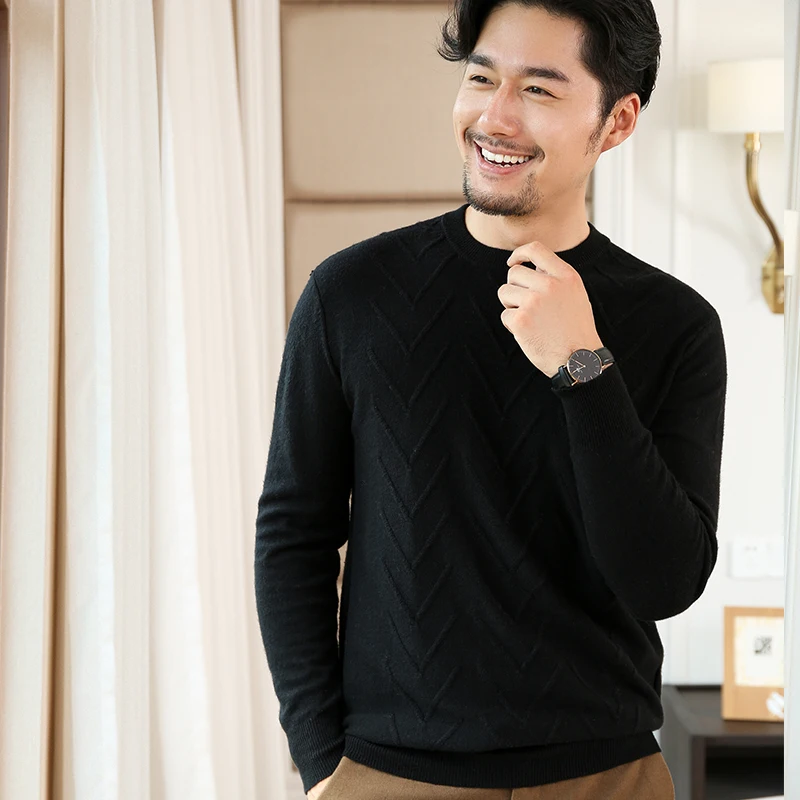 Smpevrg Autumn Winter Thick Cashmere Sweaters Men Pullovers O-Neck Long Sleeve Casual Pullover Tops Sweater Knitted Jumpers Warm | Мужская