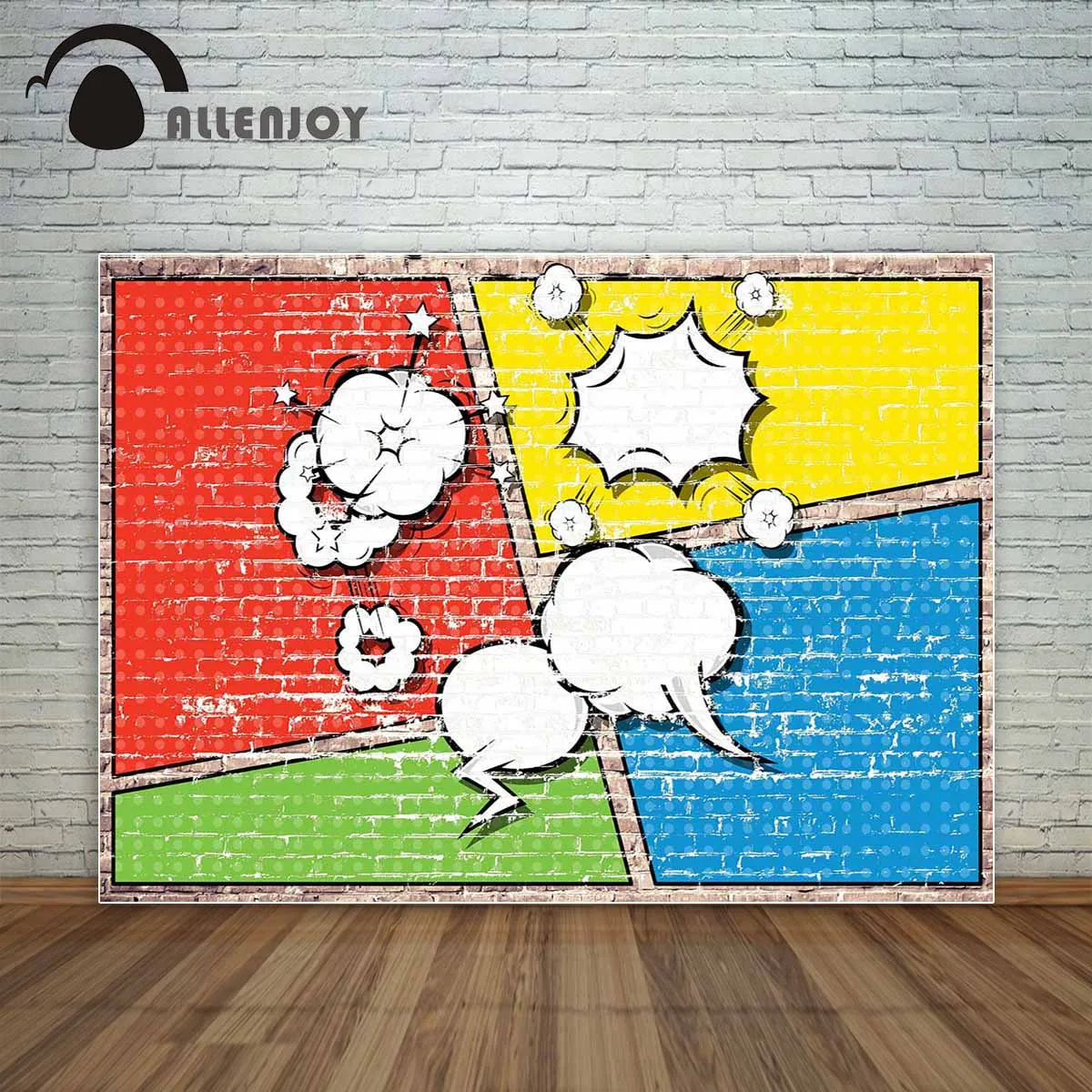 Allenjoy речь пузырь комикс стиль на кирпичной стене герой фон для фотосъемки