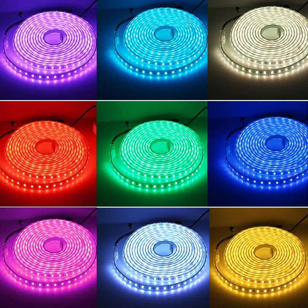 220 В RGB Светодиодная лента 5050 RGB Цвет сменный с 24-кнопочным пультом дистанционного управления Водонепроницаемый для наружного использования гибкая светодиодная лента
