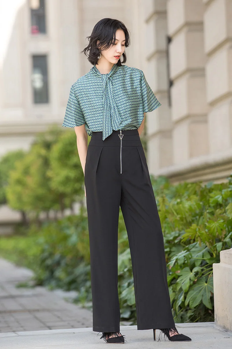 Летние Высокая талия широкие штаны в Корейском стиле свободные S-3XL тонкий