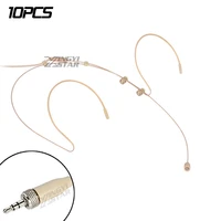 10pcs invisible 3 5mm stereo screw loackable dual earhook headset mic condenser headworn microphone for wireless bodypack xsw1 2
