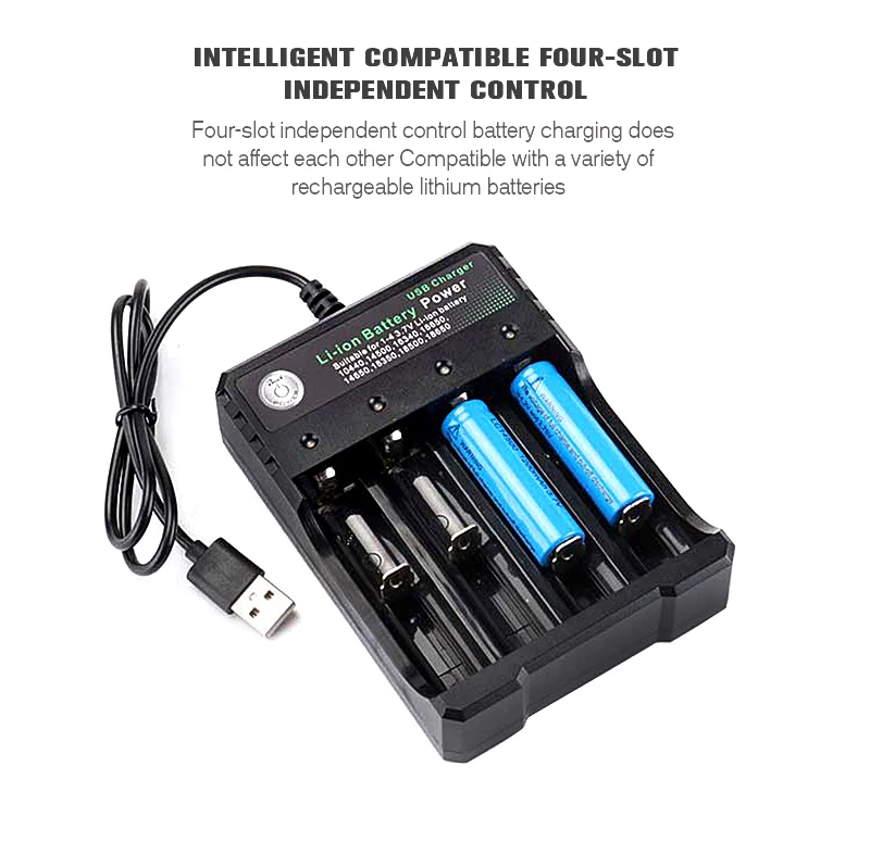 USB 18650 Батарея Зарядное устройство черные 4 слота AC 110V 220V двойной для QI