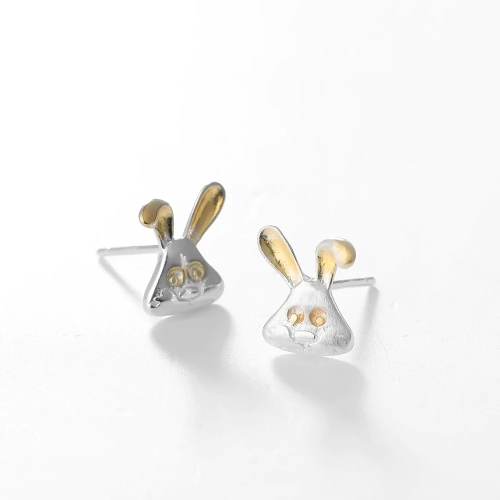 Kinitial 925 Silver Animal Rabbit Stud Earrings Cute Charm Bunny Ear for Fashion Children Girl &amp Women Jewelry Gift | Украшения и