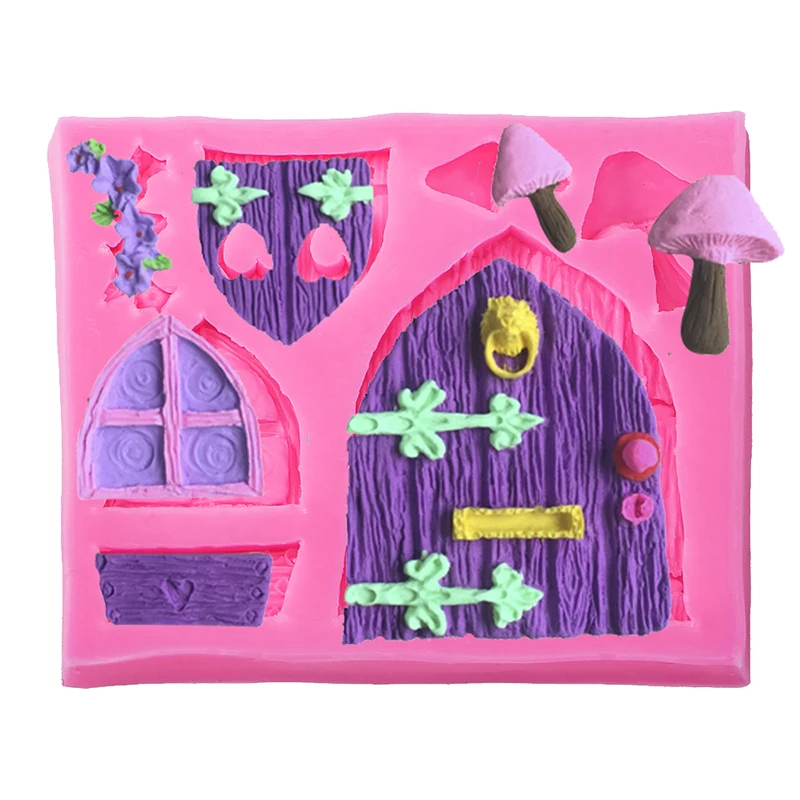 Sugarcraft 3D мультфильм Сказочный Дом деревянные окна двери формы силиконовые