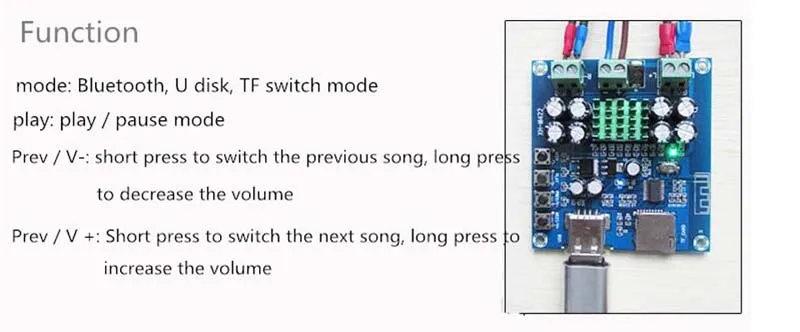 XH-M422 DC12-24V TPA3116D2 50 Вт+ 50 Вт Bluetooth 4,0 Плата усилителя с Bluetooth U диск TF карта плеер C3-001