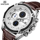 MEGIR часы Бизнес кварцевые мужские часы военные водонепроницаемые кожаные спортивные наручные часы хронограф мужские часы Relogio Masculino