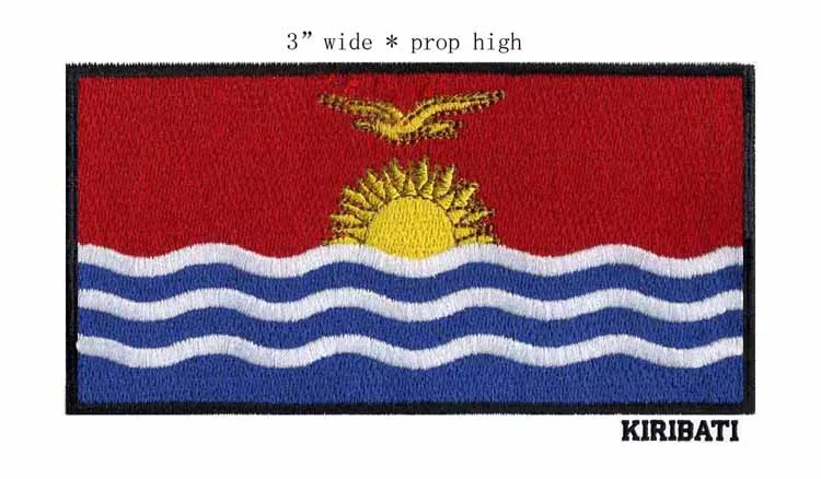 Kiribati 86B 7,62 см в ширину, 1 шт., нашивка с флагом страны, нашивка в полоску, Вышитый Флаг ЕС, США, Ливана, тактические военные нашивки с железом, армейская аппликация - Цвет: Kiribati 86B