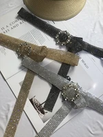2019 new cinturon mujer fashion rhinestone belt net luxury bright diamonds wild pvc inlay accessories ladies belts for dresses