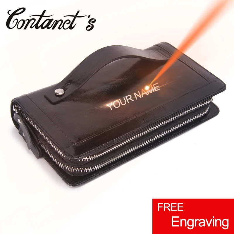 Мужские из натуральной кожи кошельки двойная молния Сумки и Кошелек Длинные