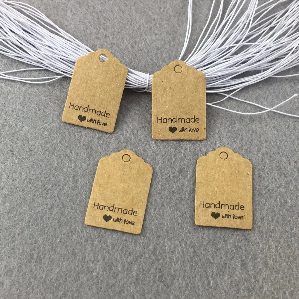 

500PCS Handmade with YOU Tags +500PCS strings Kraft Packaging Labels DIY Gift Tags Paper Card Accept custom logo add extra cost