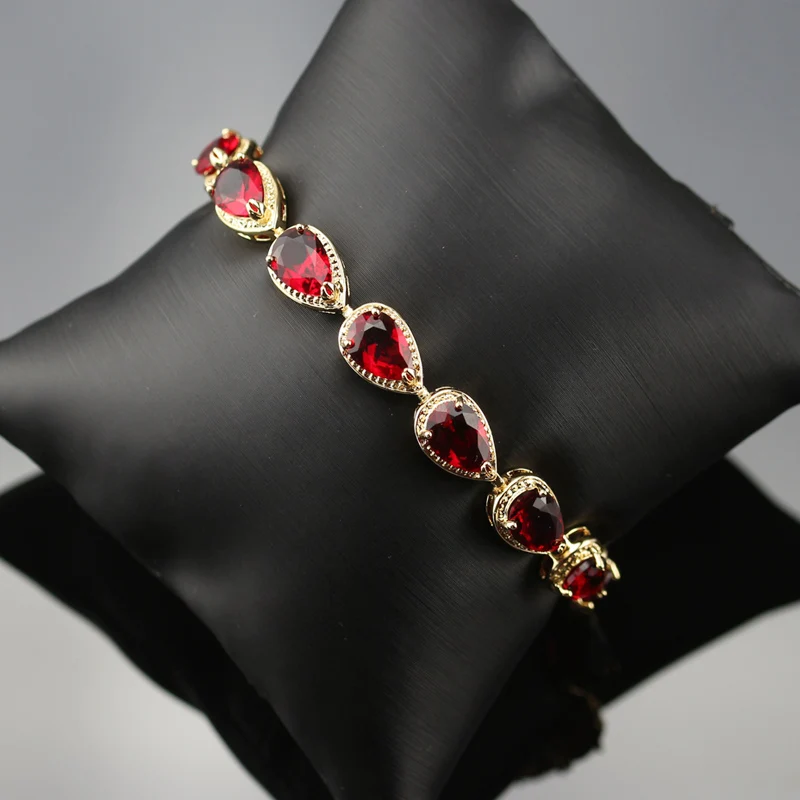 Золото Цвет комплект ювелирных изделий для Для женщин красный кристалл белый