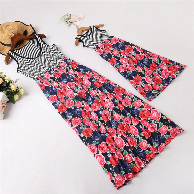 Новое летнее Повседневное платье для мамы и дочки модное облегающее без рукавов