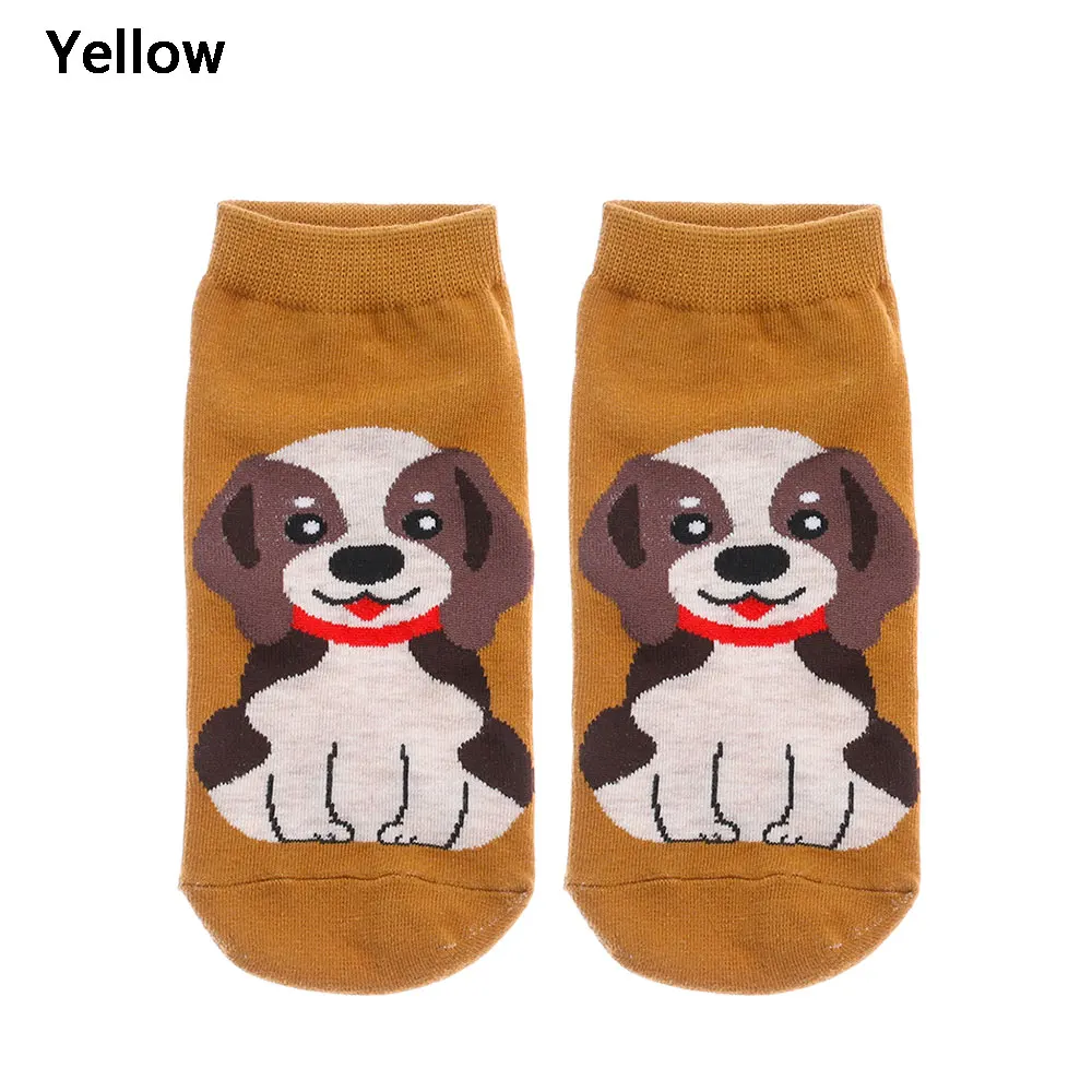 Цвет: желтый Kawaii/женские носки с героями мультфильмов; милые короткие носки из Шиба, быка, терьера; забавные Женские повседневные мужские короткие носки; счастливые хлопковые носки - Цвет: Цвет: желтый