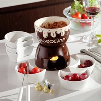 coffee ice cream pot chocolate fondue set cheese hot pot ceramic ice cream furnace with fork and candle cooking ware