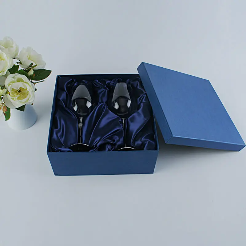 Blue Gift Box Стильные акриловые бокалы для вина, украшение свадебного стола, бокалы для питья, сувенир, хрустальный шар, украшенный стеклянным подарочным набором - Цвет: Blue Gift Box