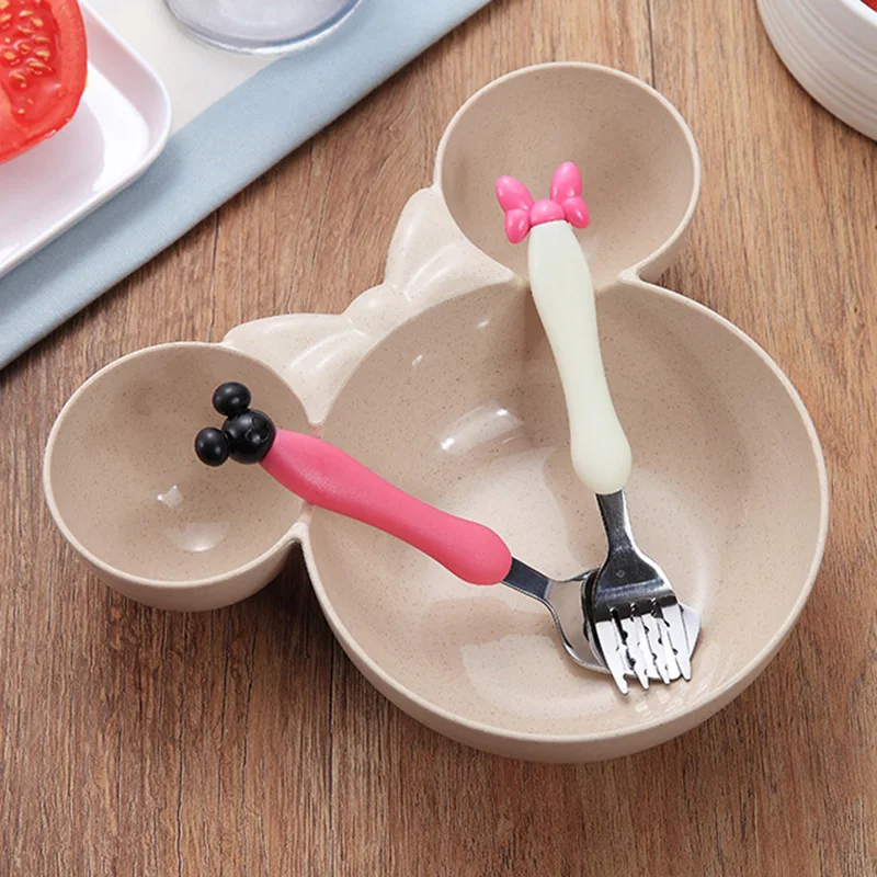 3 шт. детская посуда из пшеницы твердые блюда для кормления Мультяшные Детская