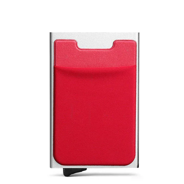 Мужской алюминиевый кошелек с задним карманом ID держатель для Карт RFID Блокировка мини тонкий металлический кошелек автоматический всплывающий кошелек для кредитных карт - Цвет: Silver red