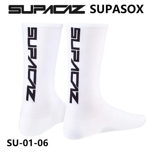white black logo SUPACAZ SupaSox уличные дышащие спортивные носки гоночный велосипед Компрессионные носки для бега - Цвет: white black logo
