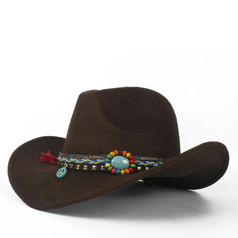 Женская Ковбойская шляпа с бахромой Sombrero Hombre Fedora черная ковбойская 2019|Женские