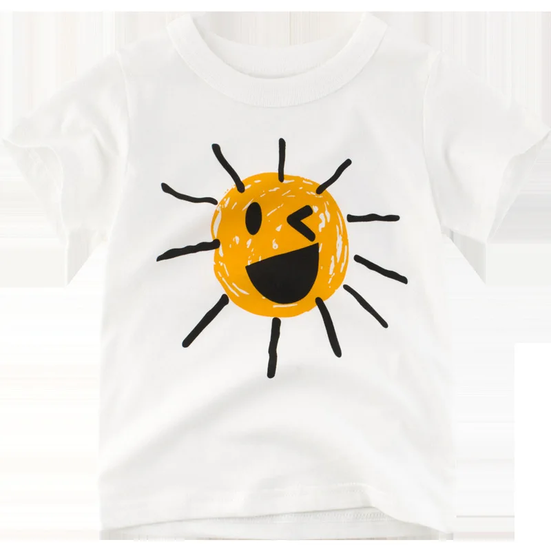 Детская футболка с коротким рукавом и круглым вырезом из чистого белого