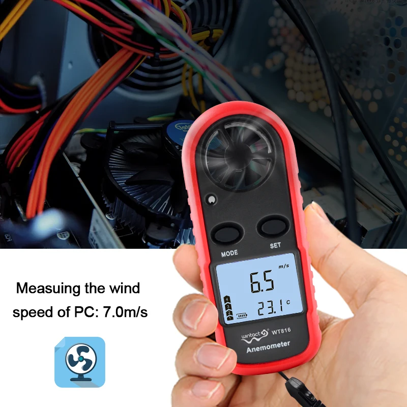 Цифровой Ручной Мини измеритель скорости ветра весы анемометр термометр WT816 w без