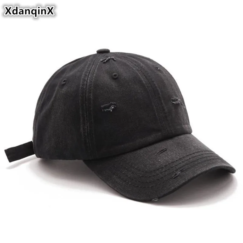 

XdanqinX Women's Washed Denim Ponytail Baseball Cap Vintage Fashion Hip Hop Cap Snapback Cap Adjustable Size Novelty Men's Hat