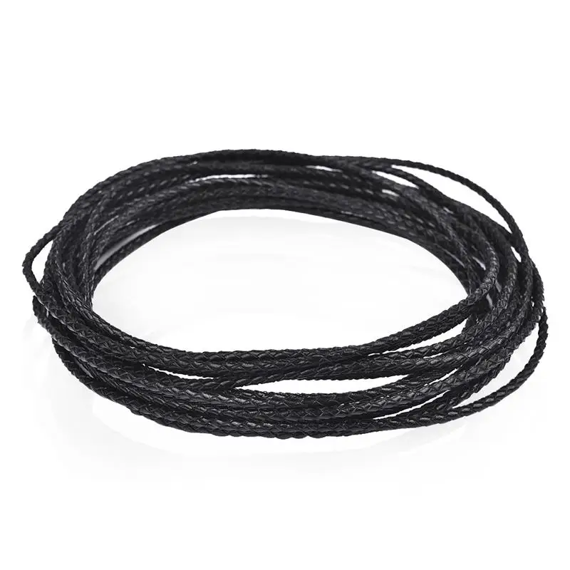 black 5 м 3 мм бусина проволока веревка из натуральной кожи шнур шнура DIY ручной работы ремесло ювелирных изделий Аксессуары Fingding тканая веревка - Цвет: black