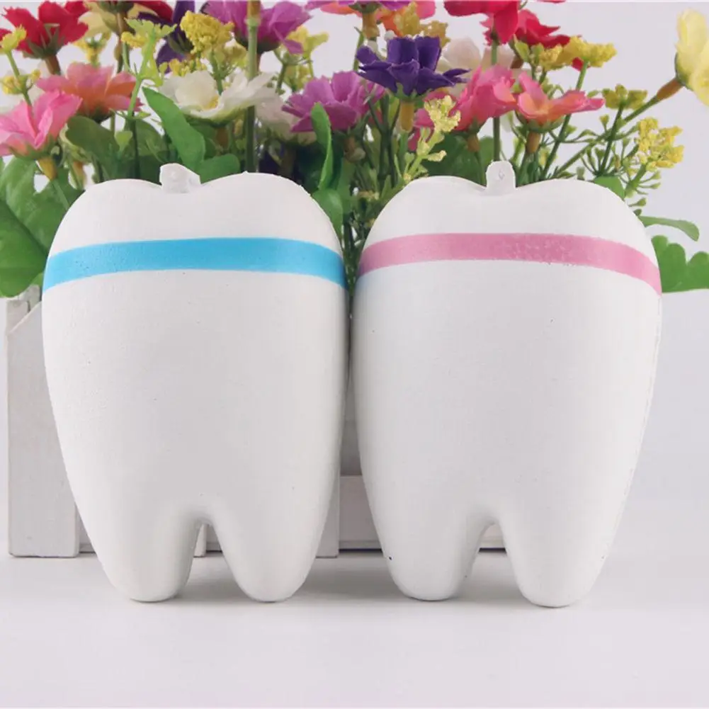 1 шт 11 см милый мультяшный зуб кулон сжимаемая игрушка медленно поднимающаяся
