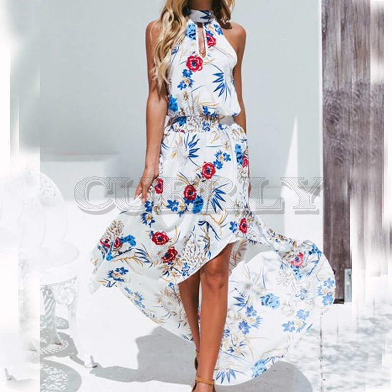 Милое летнее женское богемное пляжное платье женские с открытыми плечами