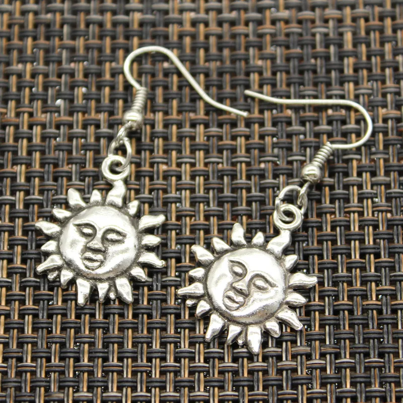 Новые модные серьги ручной работы sun sunburst moon облачные Подвески серебристого