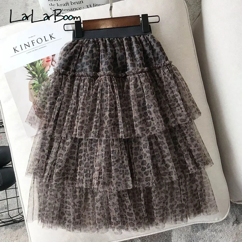 LarLarBoom/Одежда для девочек; детские юбки; Новинка года; Модные Детские бальные юбки с леопардовым принтом; сетчатые юбки для маленьких девочек